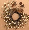 Wreath Ivory Pips and Twigs Rusty Stars Country Rustic Primitive 10"